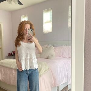 White Eyelet Sleeveless Top